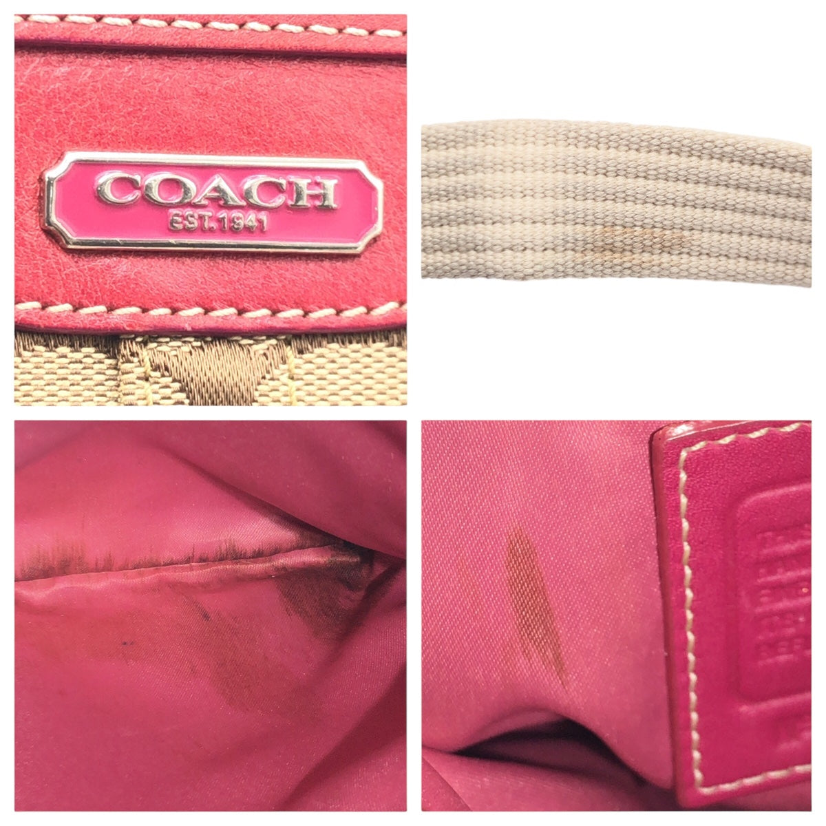 Coach Canvas Signature Shoulder Bag 42190 in Very Good Condition