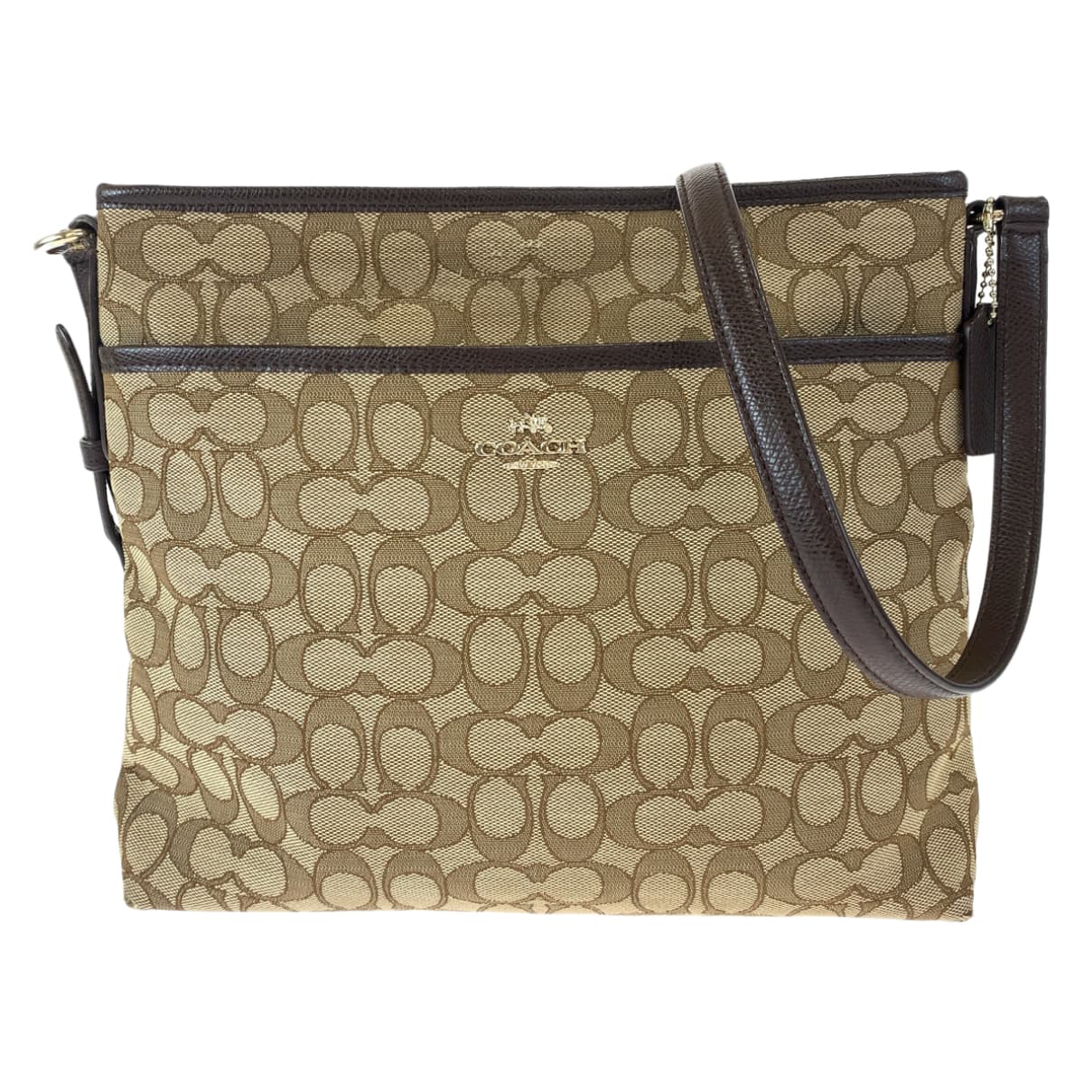 Coach Signature Brown Canvas Leather Shoulder Bag