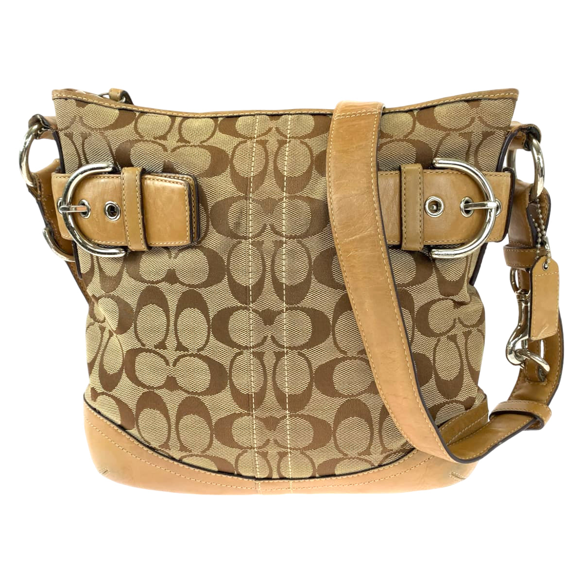 Coach Signature Brown Canvas Shoulder Bag 3574