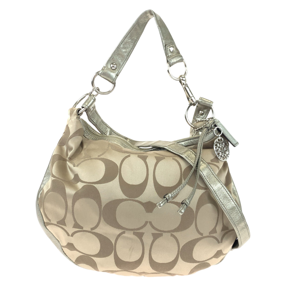 Coach Signature Convertible Hobo Canvas Shoulder Bag 13707 in Very Good Condition