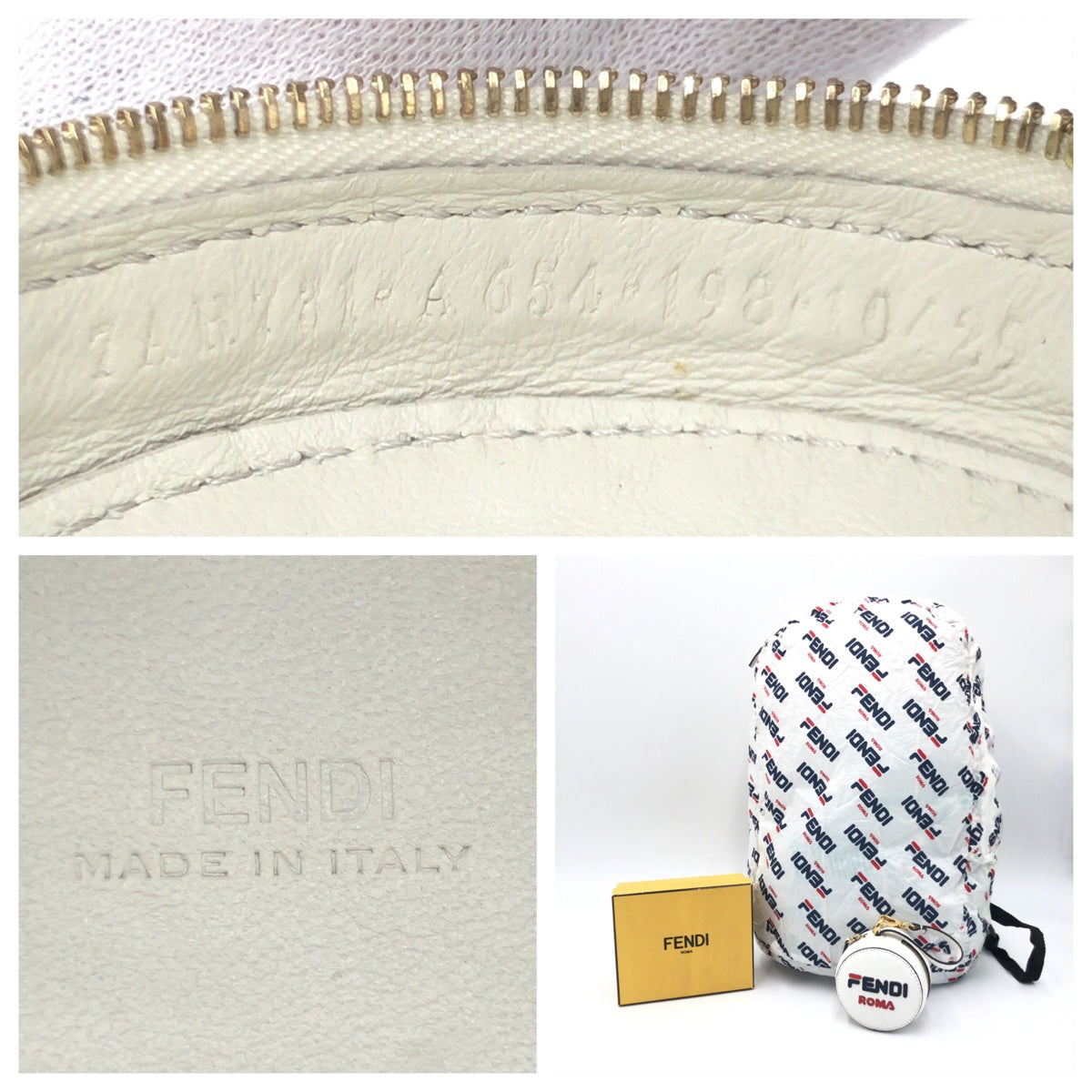 Fendi Nylon Backpack with Pouch, Unisex, White, FENDI FILA Collaboration in Very Good Condition