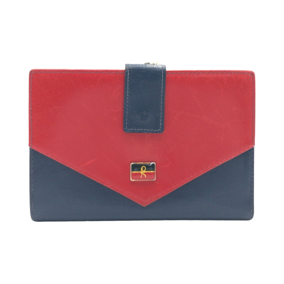 Roberta di Camerino Red Navy Leather Bifold Wallet in Very Good Condition