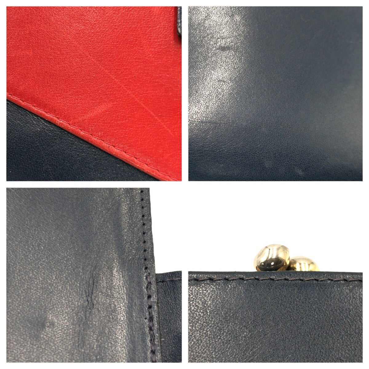 Roberta di Camerino Red Navy Leather Bifold Wallet in Very Good Condition