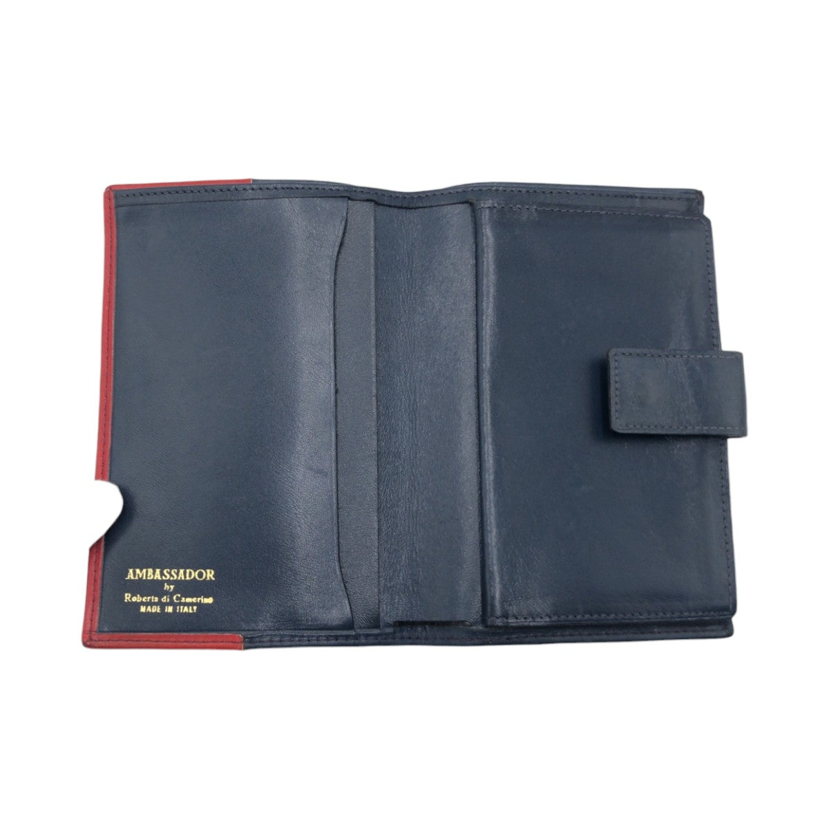 Roberta di Camerino Red Navy Leather Bifold Wallet in Very Good Condition