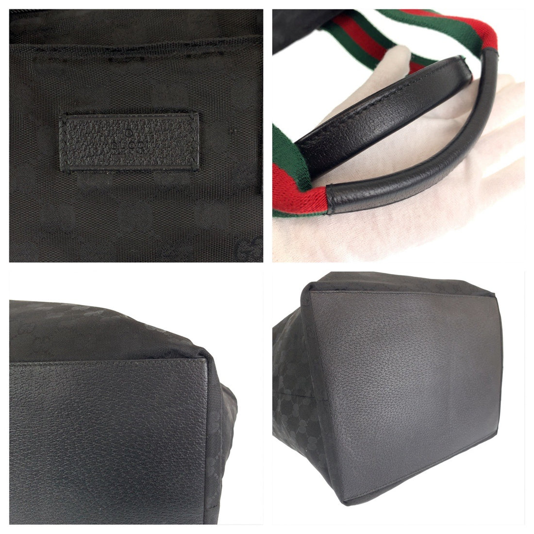 Gucci Nylon Sherry Line Handbag Black