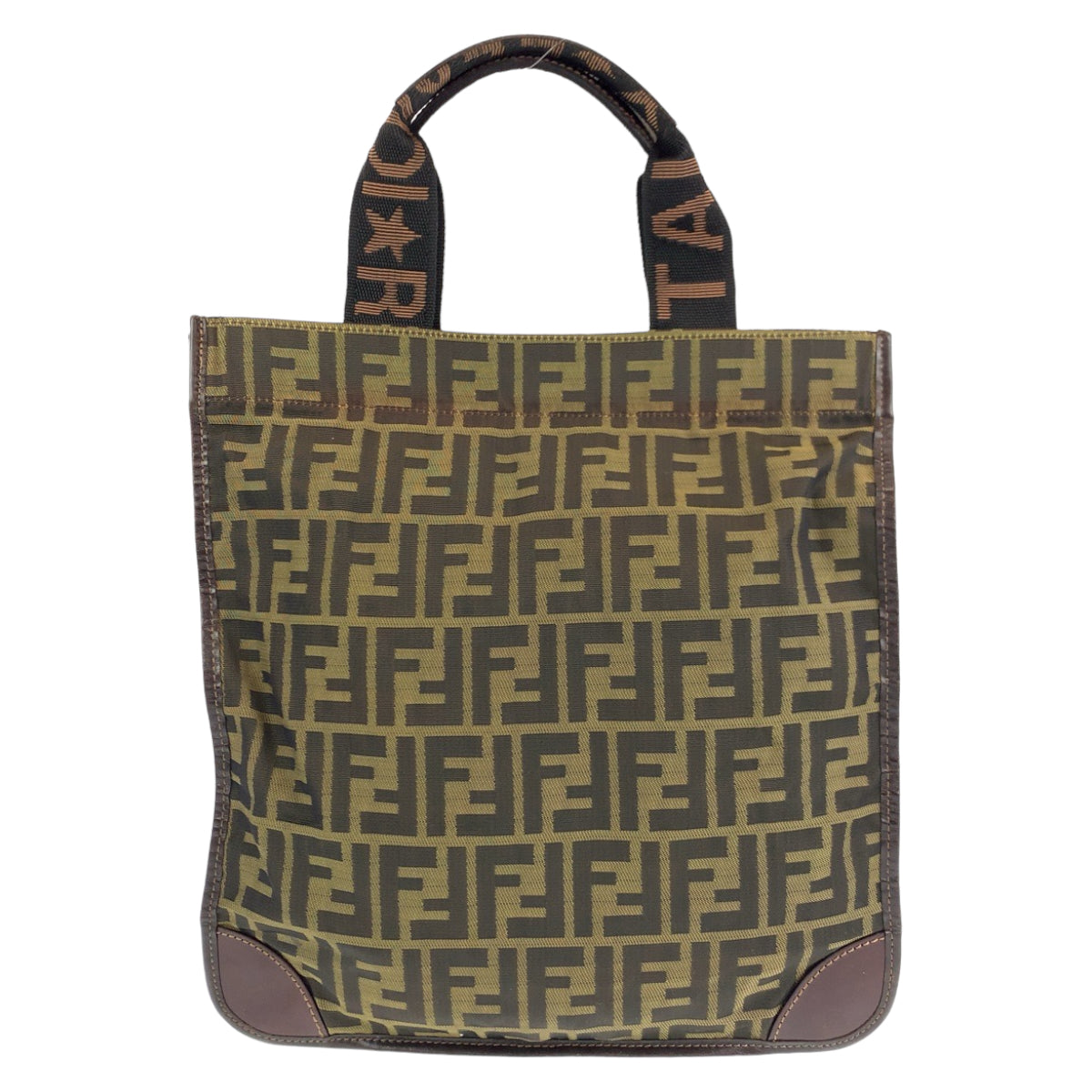 Fendi Zucca Canvas Leather Tote Bag