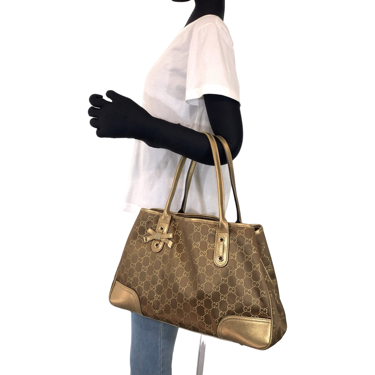 Gucci Princy GG Canvas Leather Tote Bag 163805 in Very Good Condition