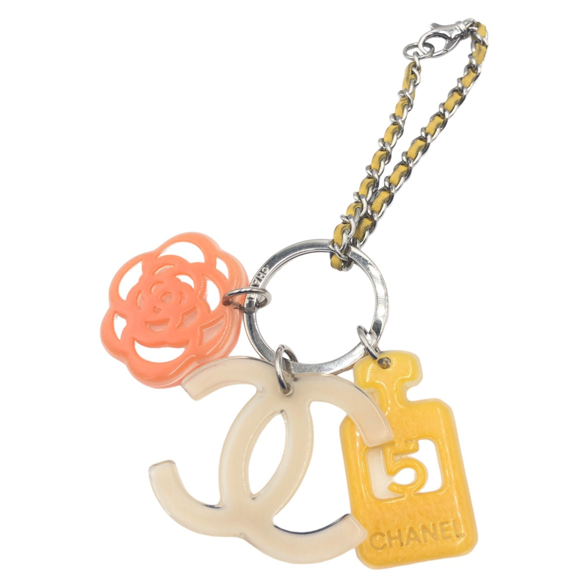 Chanel Plastic Camellia Keychain 405338 in Very Good Condition