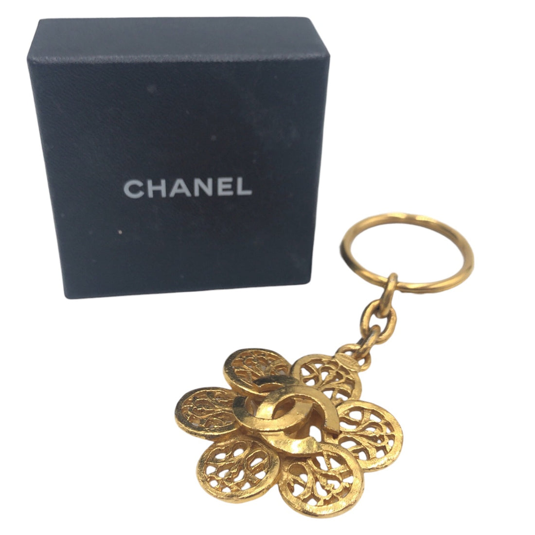 Chanel Gold Metal Keychain Keyring