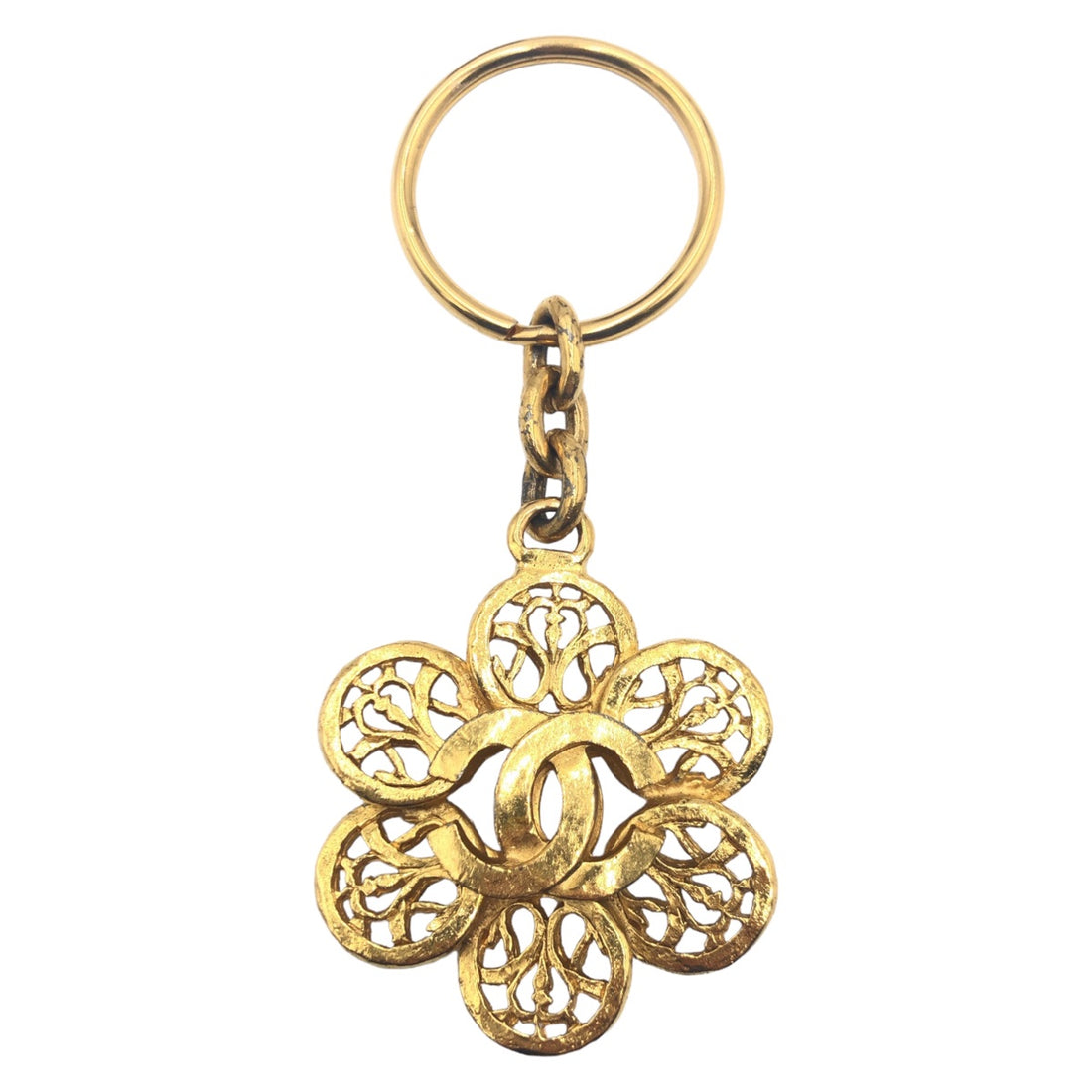 Chanel Gold Metal Keychain Keyring