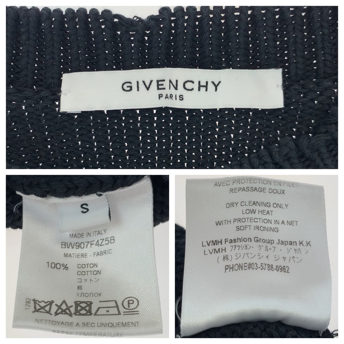 Givenchy Black Knit Sweater Size S in Very Good Condition