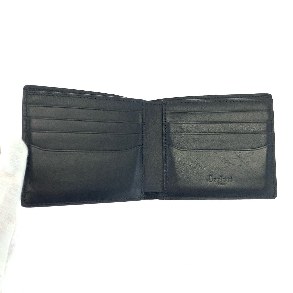 Berluti Leather Calligraphy Bifold Wallet 405409 in Very Good Condition