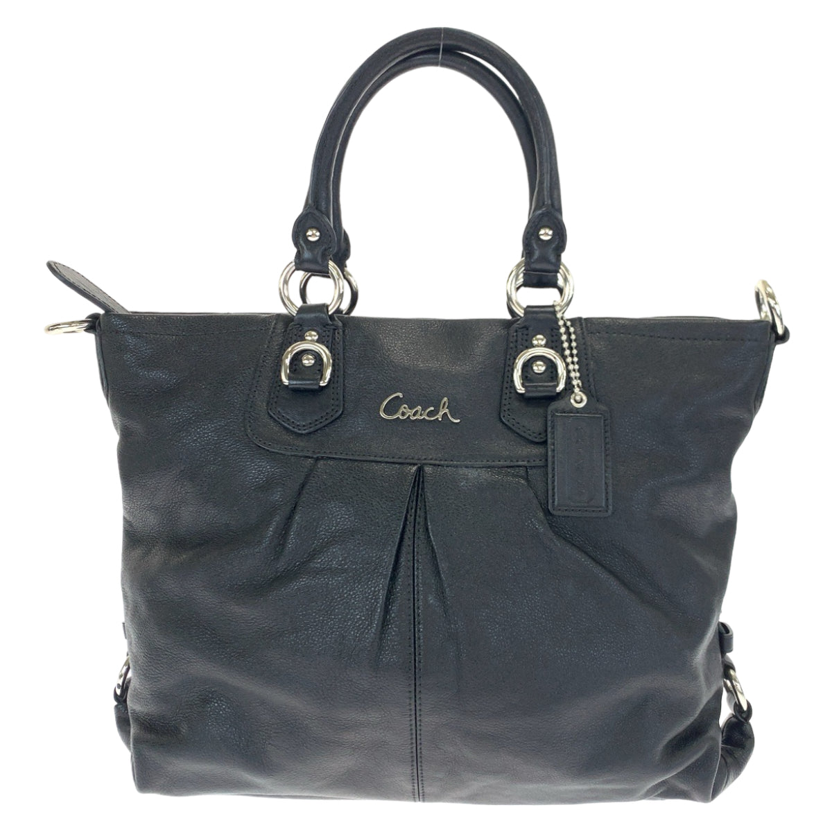 Coach Black Leather 2way Shoulder Handbag F15444 in Very Good Condition