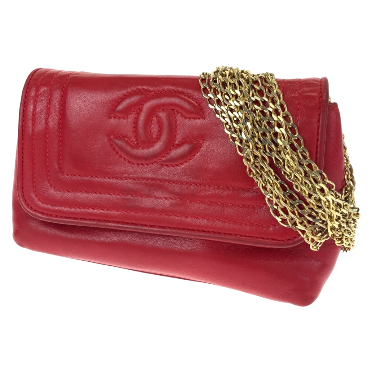 Chanel Vintage Mademoiselle Red Lambskin Shoulder Bag in Very Good Condition