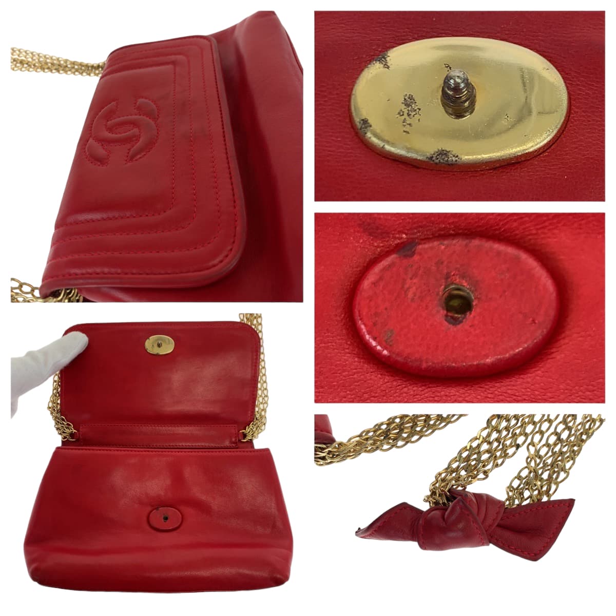 Chanel Vintage Mademoiselle Red Lambskin Shoulder Bag in Very Good Condition