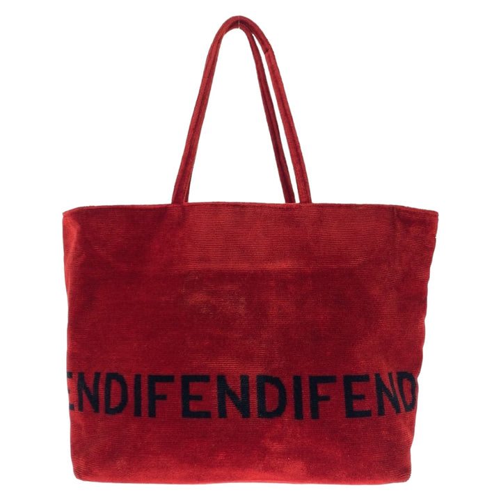 Fendi Vintage Red Corduroy Tote Bag in Very Good Condition