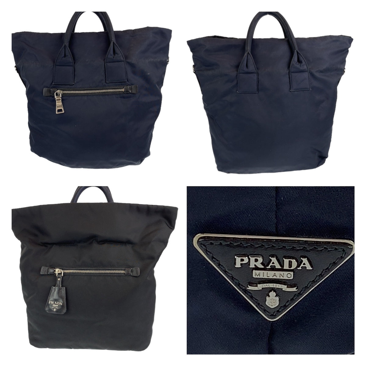 Prada Nylon Tessuto Triangle Logo Tote Bag 405456 in Very Good Condition