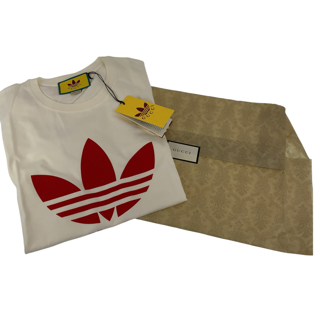 Gucci x Adidas Cotton S Shirt White Red in Pristine Condition