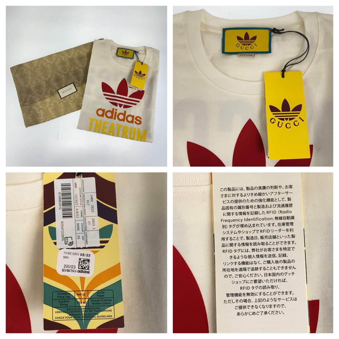 Gucci x Adidas Cotton Logo Print Top XS in Pristine Condition