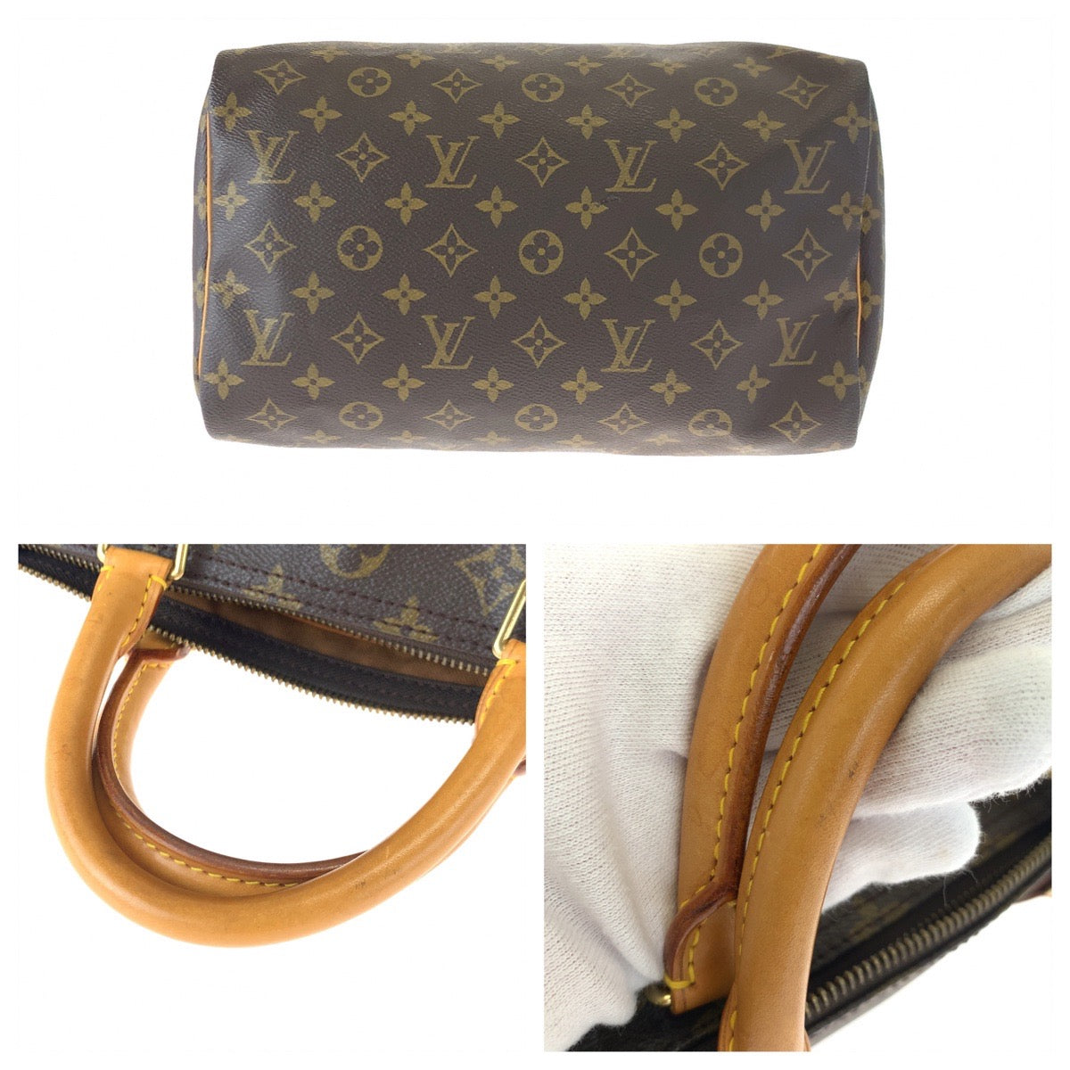 Louis Vuitton Monogram Speedy 30 Brown PVC Handbag M41526 in Very Good Condition