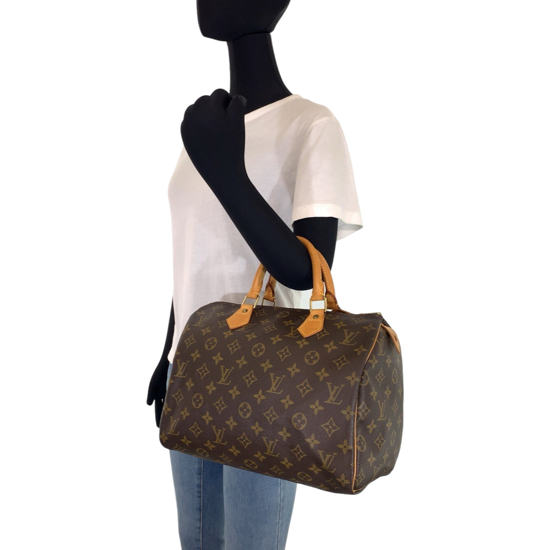 Louis Vuitton Monogram Speedy 30 Handbag Brown