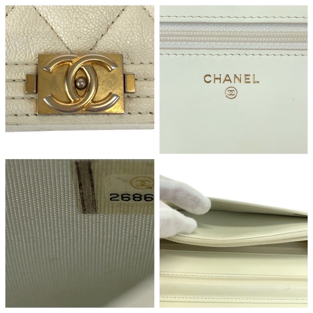 Chanel Caviar Skin Boy Chanel Matelasse Chain Wallet Shoulder Bag 405526 in Very Good Condition