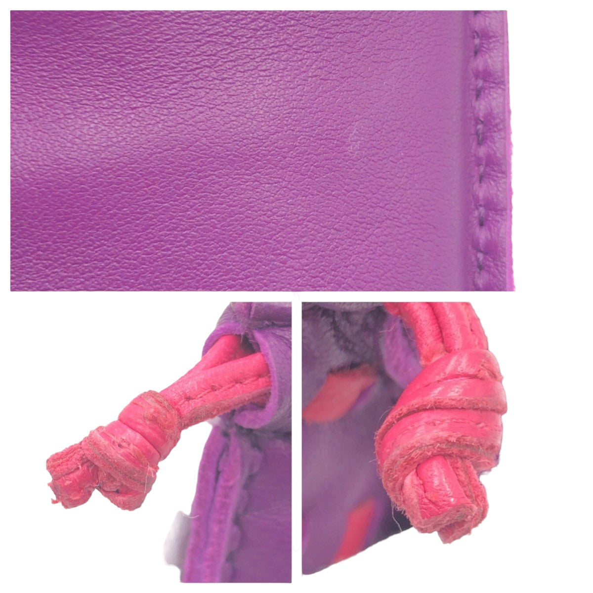 Hermes Leather Pochette Pillow Purple Pink Pouch in Very Good Condition