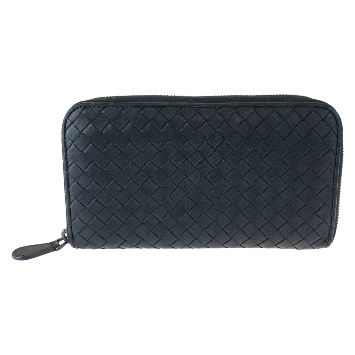 Bottega Veneta Intrecciato Lambskin Long Wallet Black in Very Good Condition