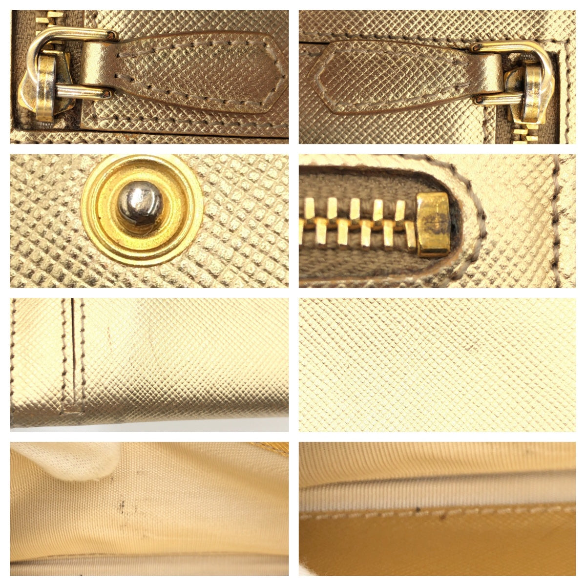 Prada Saffiano Gold Leather Long Wallet Y01724 in Very Good Condition