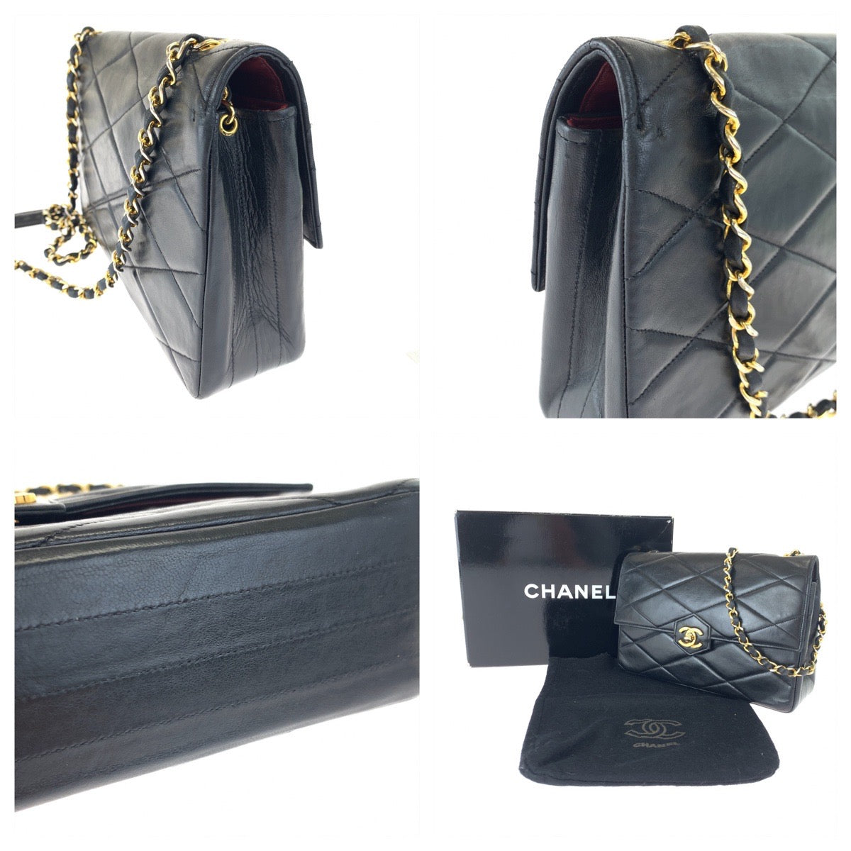 Chanel Lambskin Matelasse Diamond Stitch Coco Mark Turn Lock Shoulder Bag in Very Good Condition