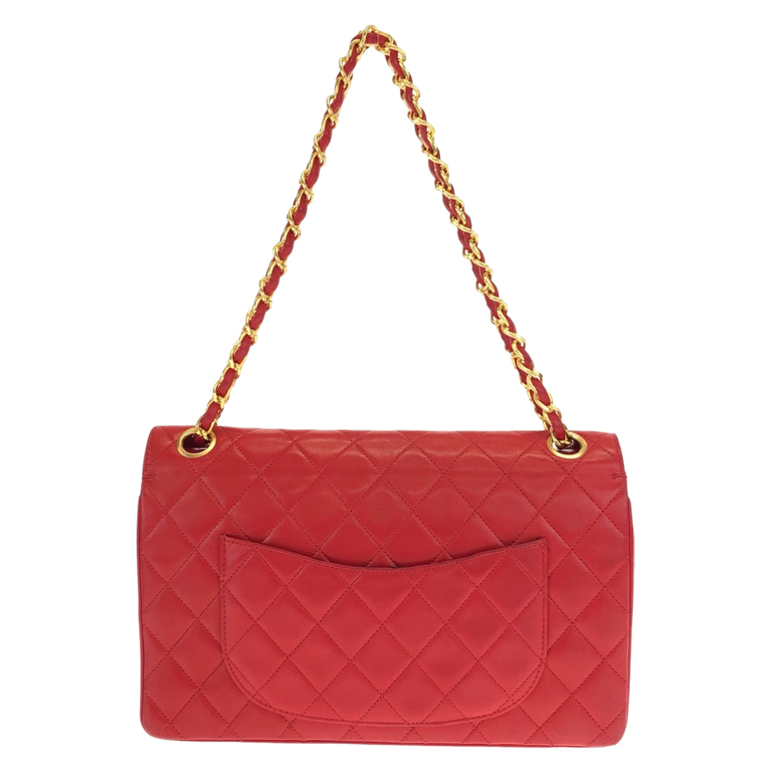 Chanel Red Lambskin Matelasse 2way Bag