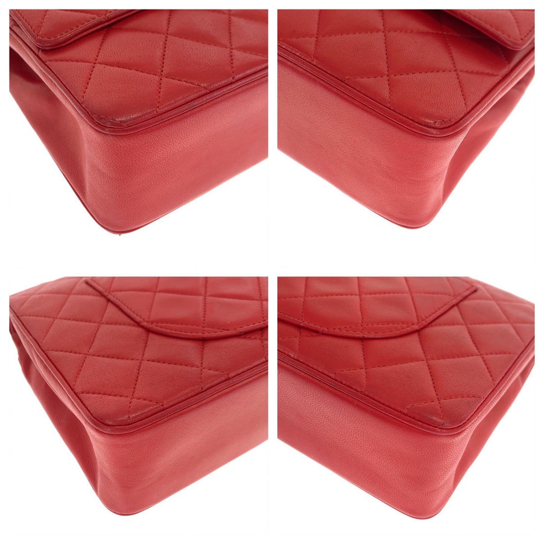 Chanel Red Lambskin Matelasse 2way Bag