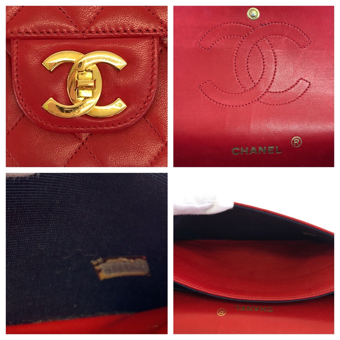 Chanel Red Lambskin Matelasse 2way Bag