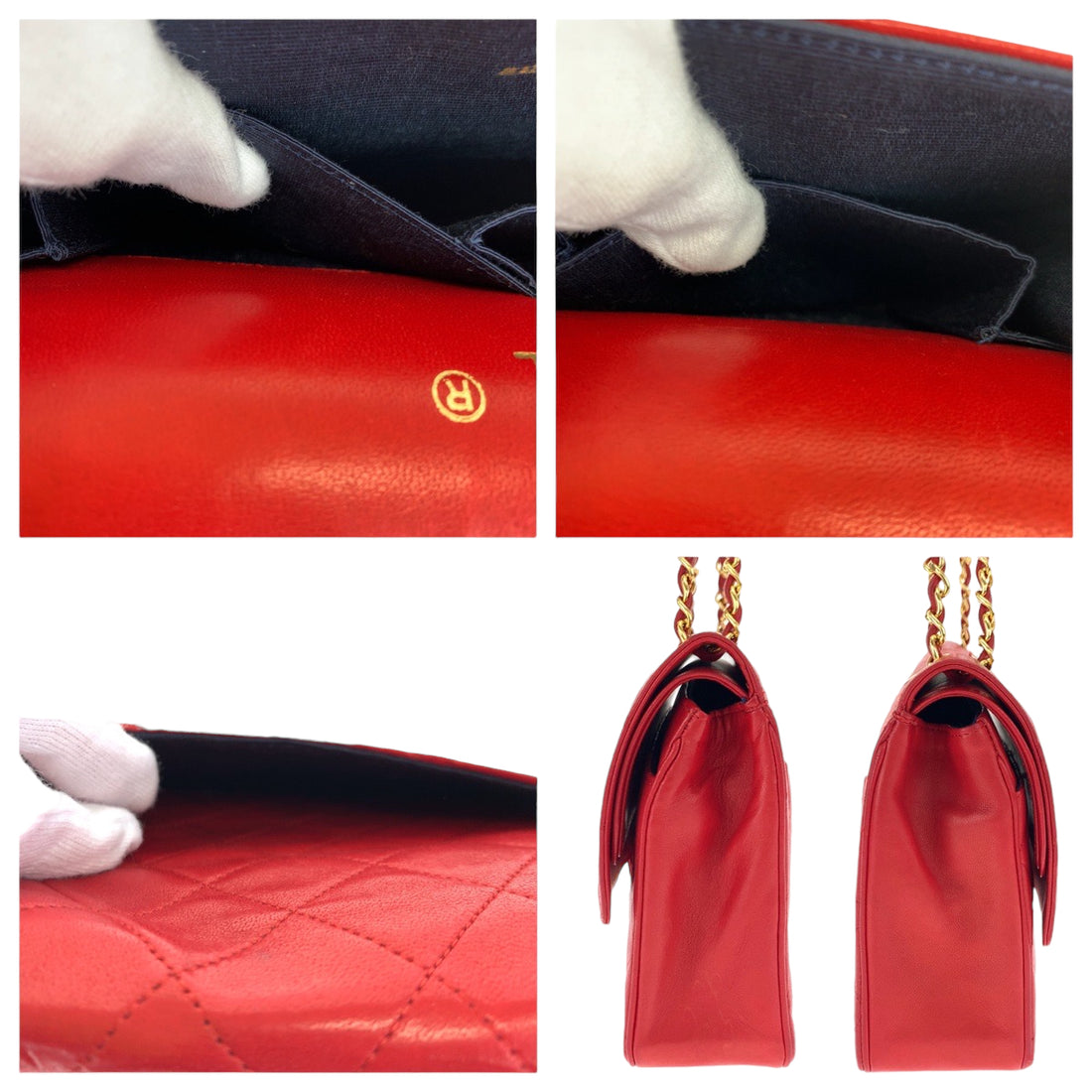 Chanel Red Lambskin Matelasse 2way Bag