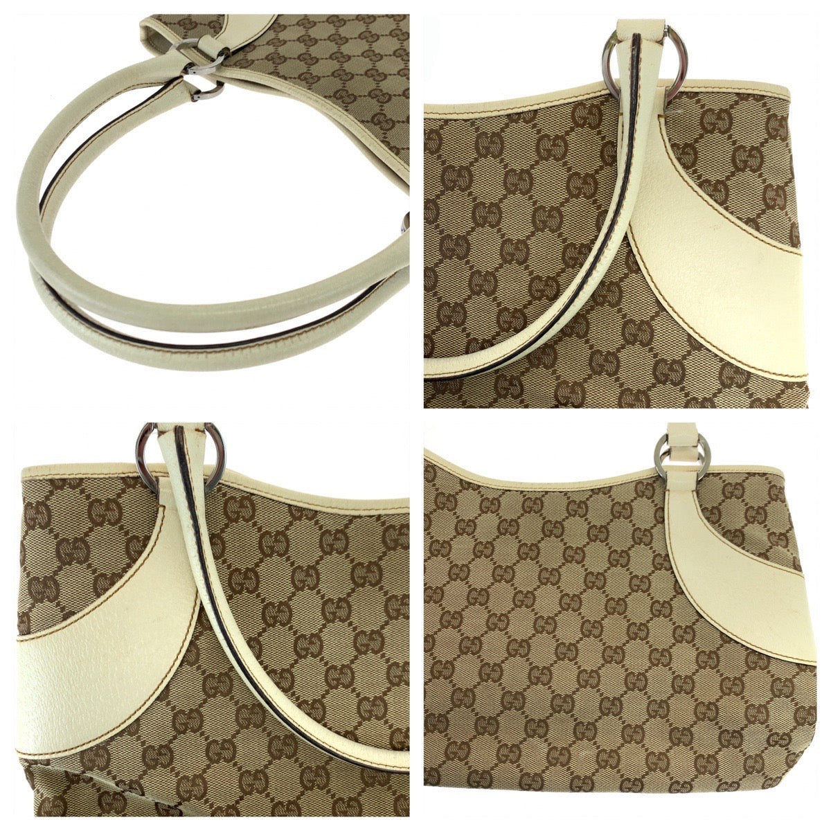 Gucci GG Canvas/Leather Tote Bag 113015 in Very Good Condition