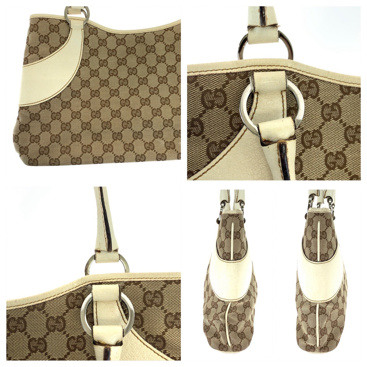 Gucci GG Canvas/Leather Tote Bag 113015 in Very Good Condition