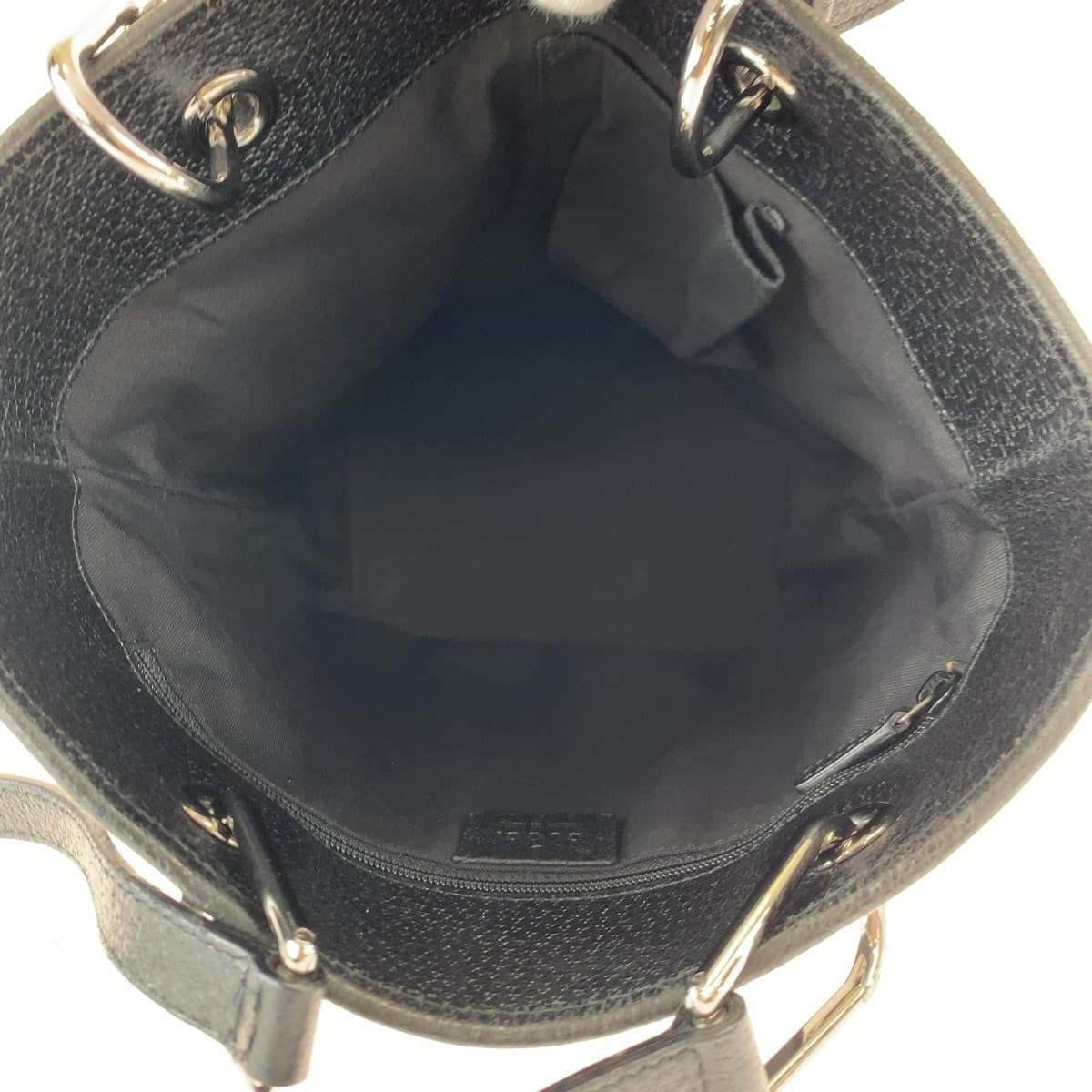 Gucci Black GG Canvas Leather Tote Bag