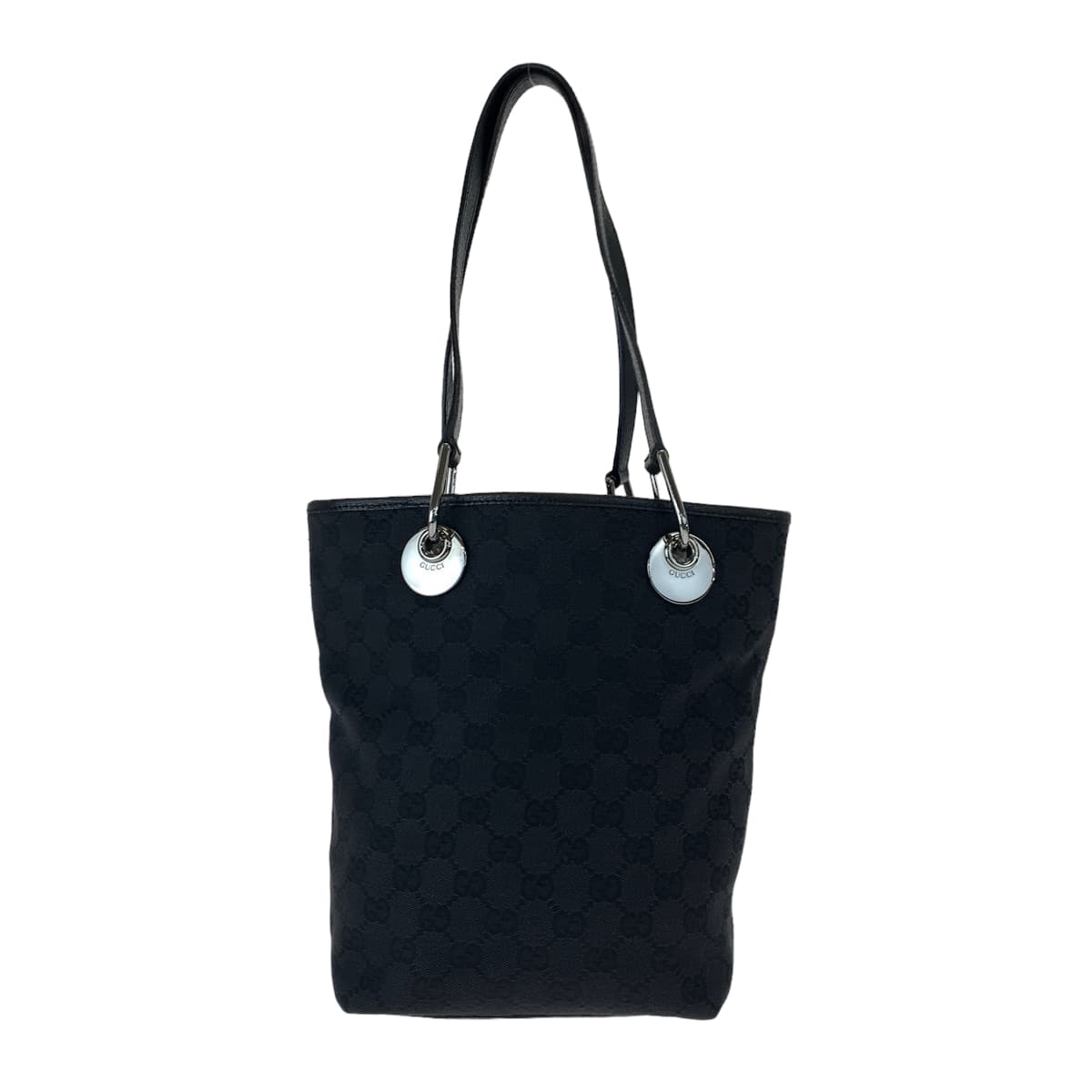 Gucci Black GG Canvas Leather Tote Bag