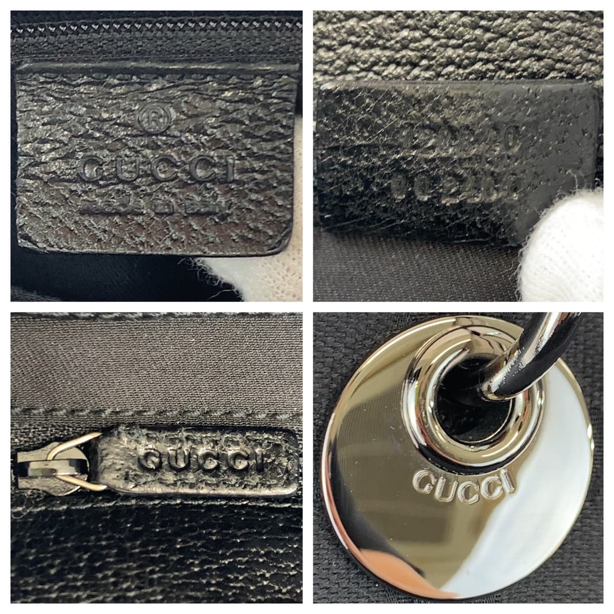 Gucci Black GG Canvas Leather Tote Bag