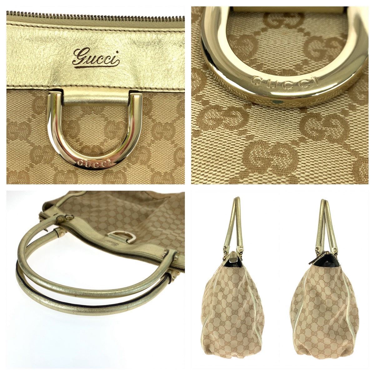 Gucci GG Canvas Leather Abbey Tote Bag