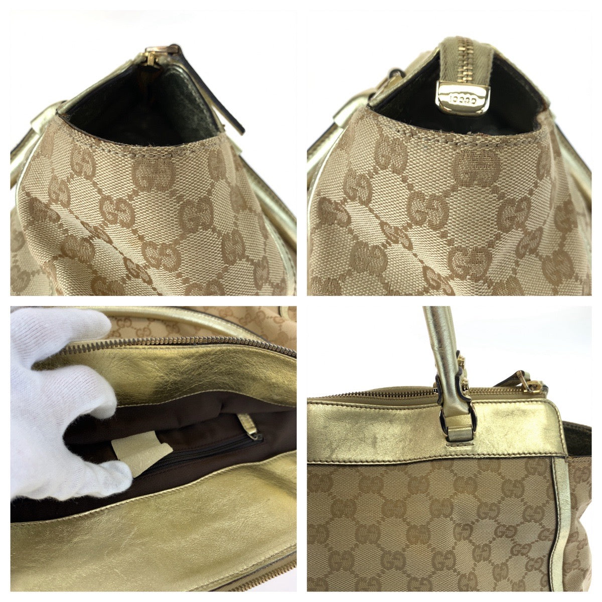 Gucci GG Canvas Leather Abbey Tote Bag 190248 in Very Good Condition