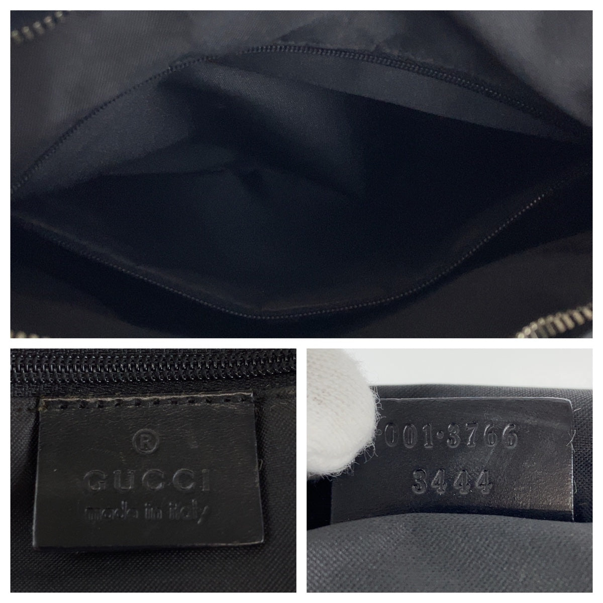 Gucci Black GG Canvas Leather Shoulder Handbag