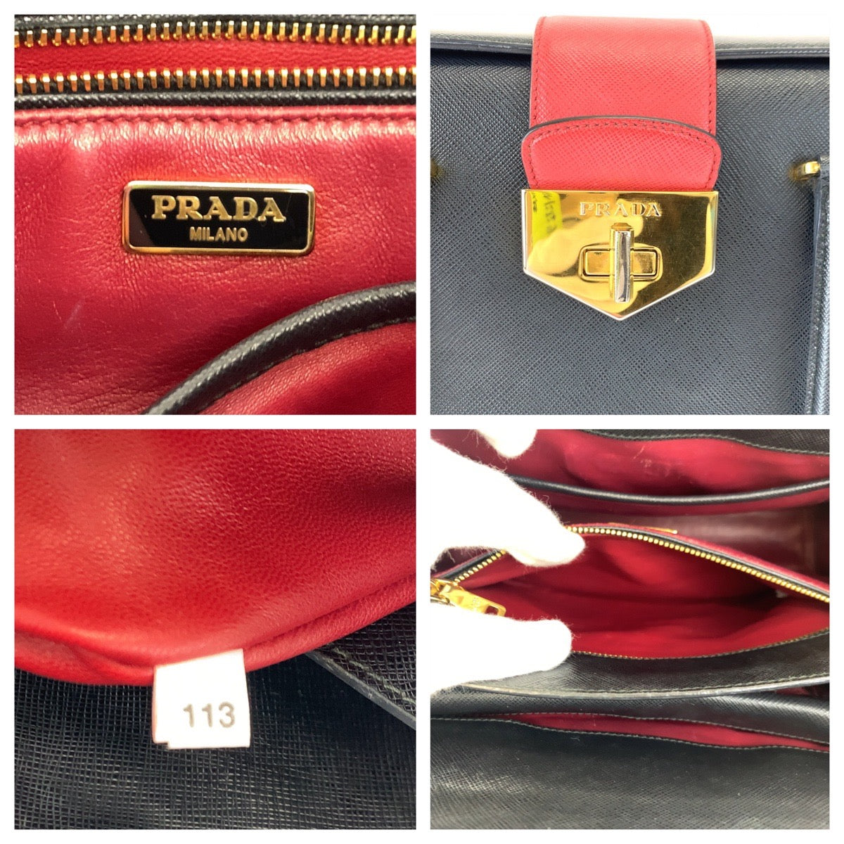 Prada Leather Handbag Tote B2725C in Very Good Condition