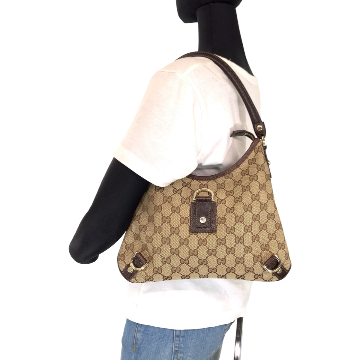 Gucci Abbey GG Canvas Leather Shoulder Bag