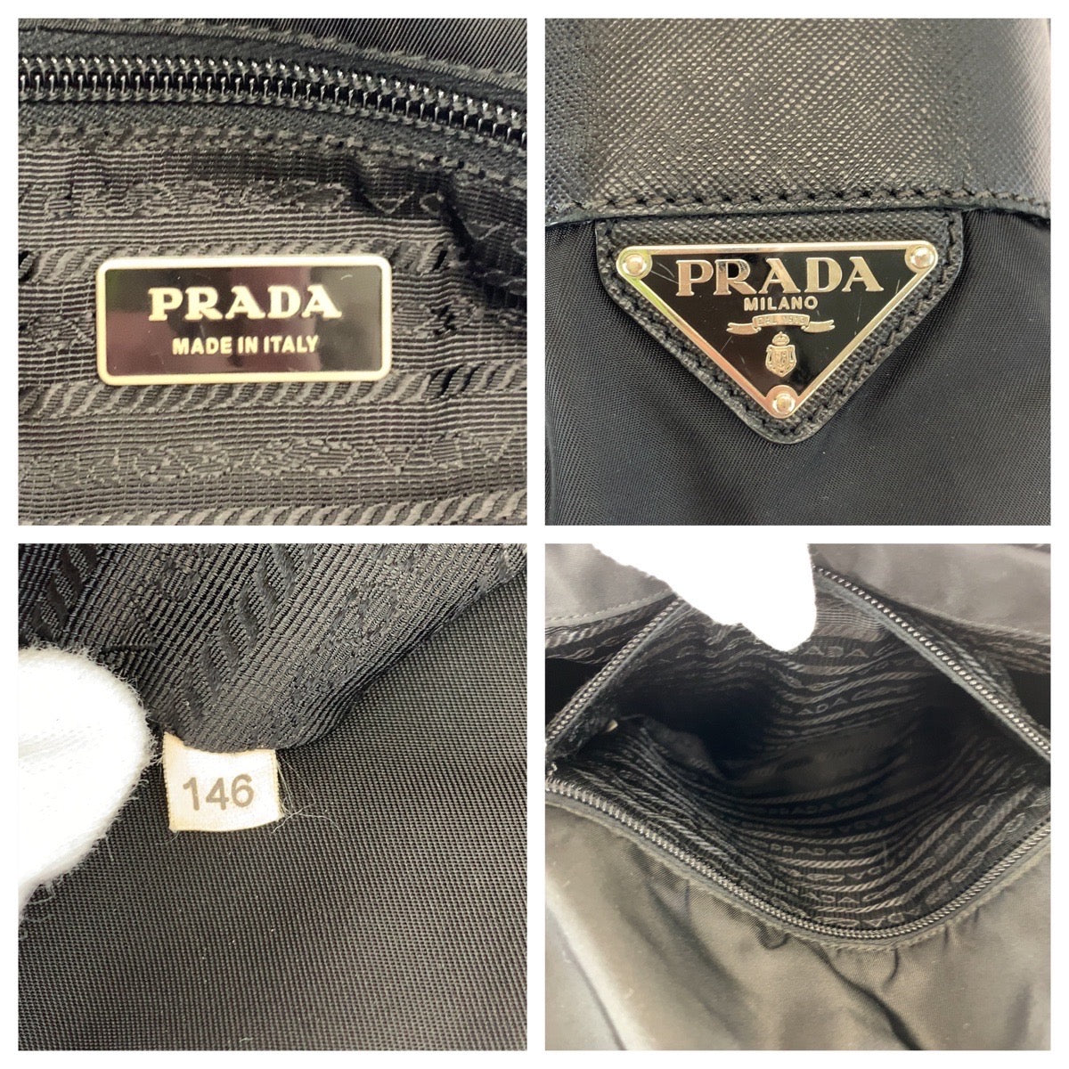 Prada Nylon Tessuto Logo Plate Shoulder Bag