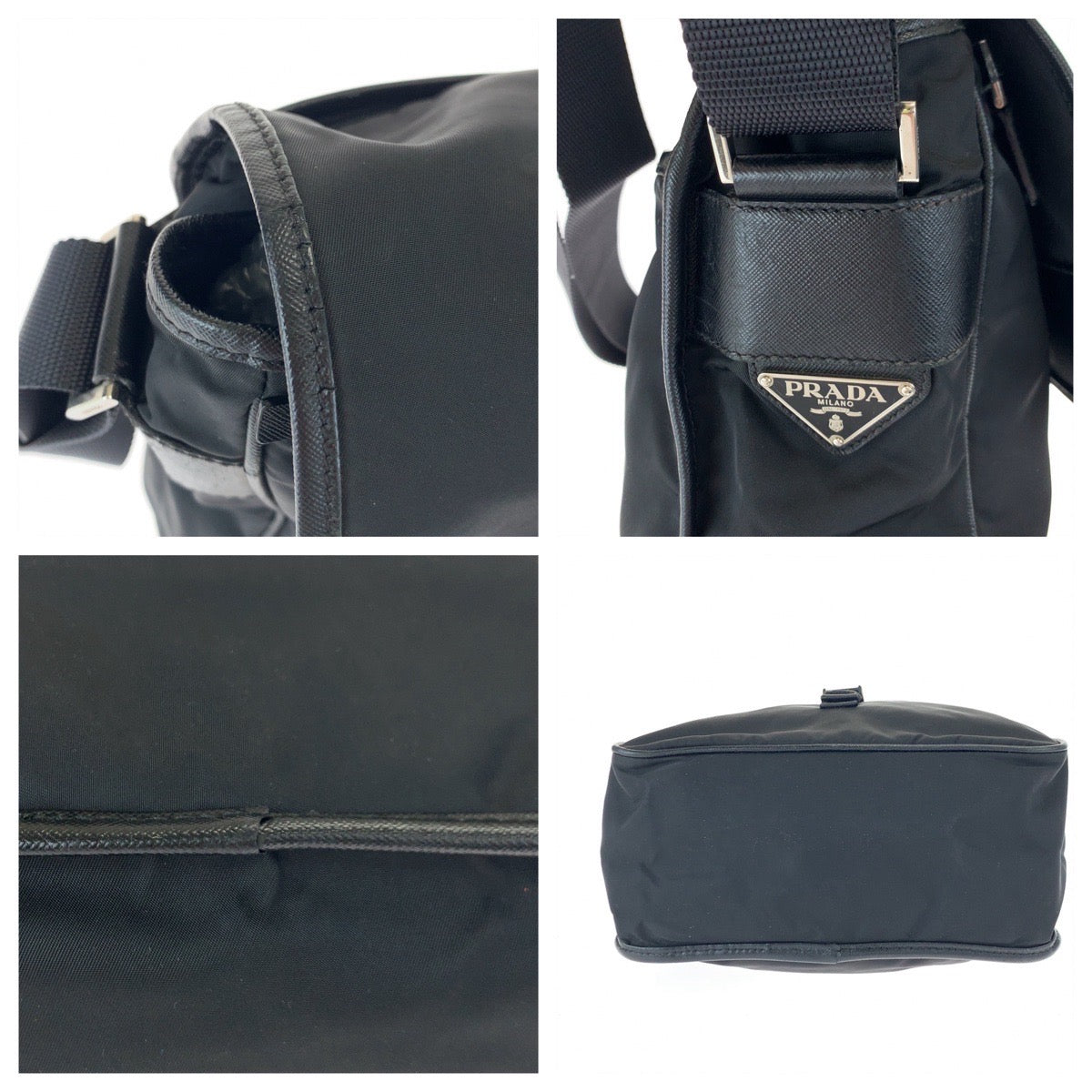 Prada Nylon Tessuto Logo Plate Shoulder Bag