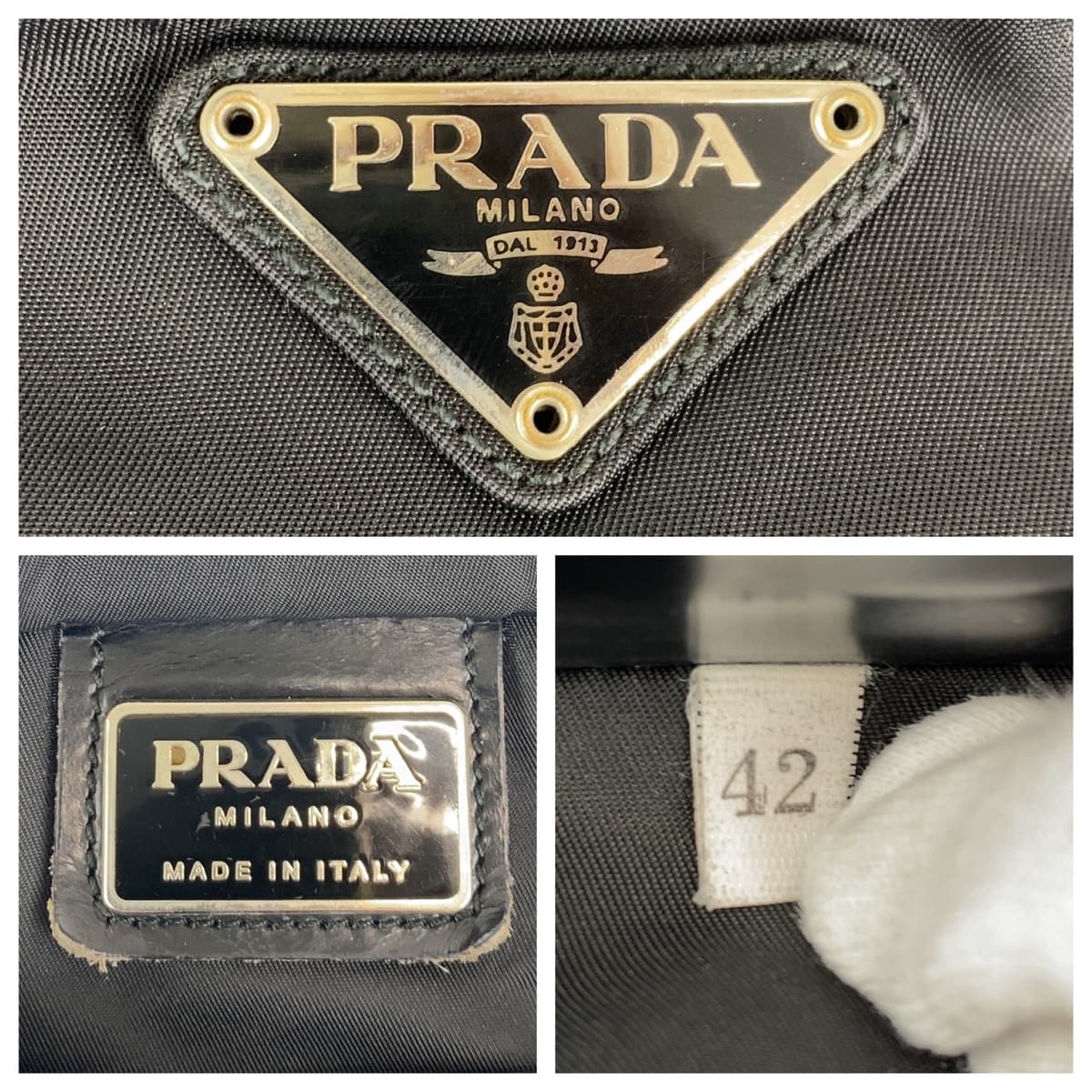 Prada Nylon Tessuto Logo Plate Shoulder Bag