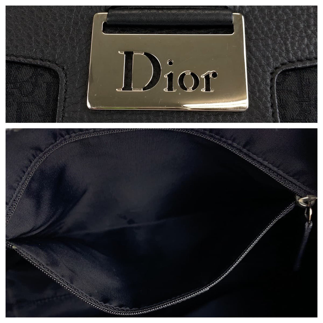 Dior Trotter Oblique Canvas Leather Shoulder Bag in Very Good Condition