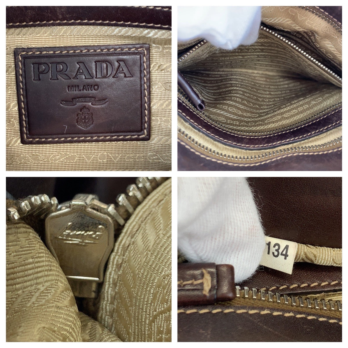 Prada Canvas/Leather Logo Jacquard Shoulder Bag 405647 in Very Good Condition