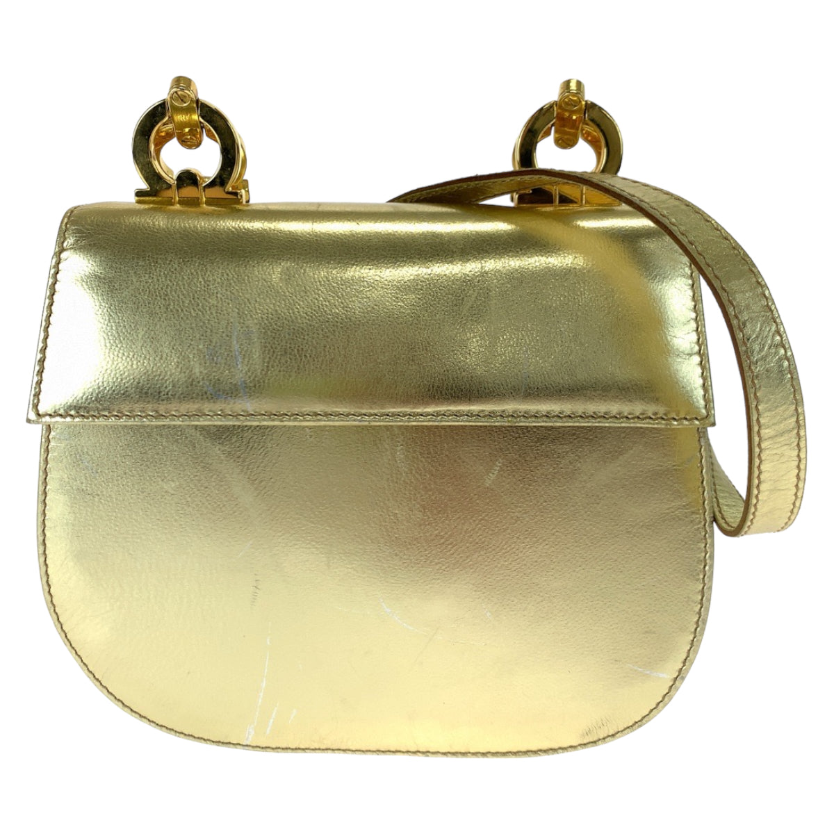 Salvatore Ferragamo Vintage Gancini Leather/Metallic Leather Shoulder Bag in Very Good Condition